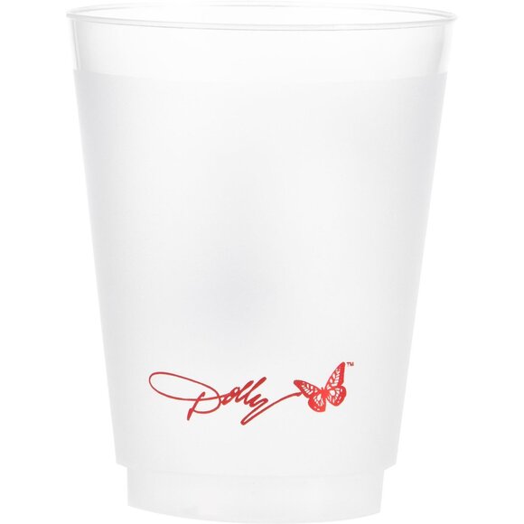 Set of 6 Dolly Parton Red Frosted Holiday Christmas Plastic Cups 16oz Holiday - Picture 4 of 5